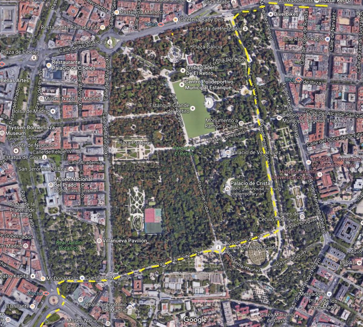 retiro park Madrid térkép
