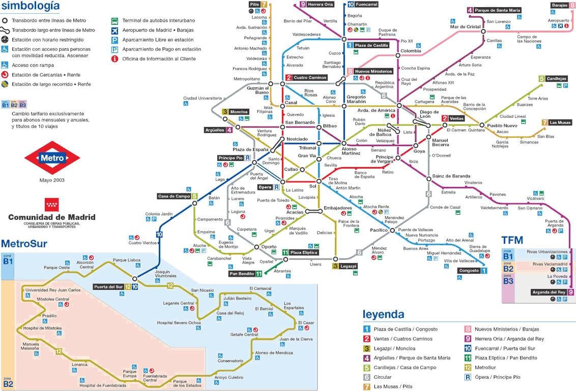 A madridi metró térkép