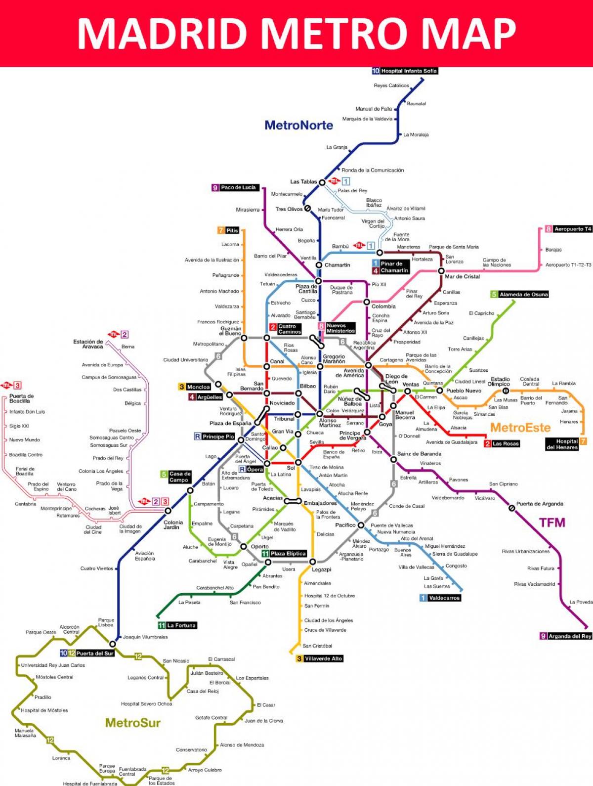 metro de Madrid térkép