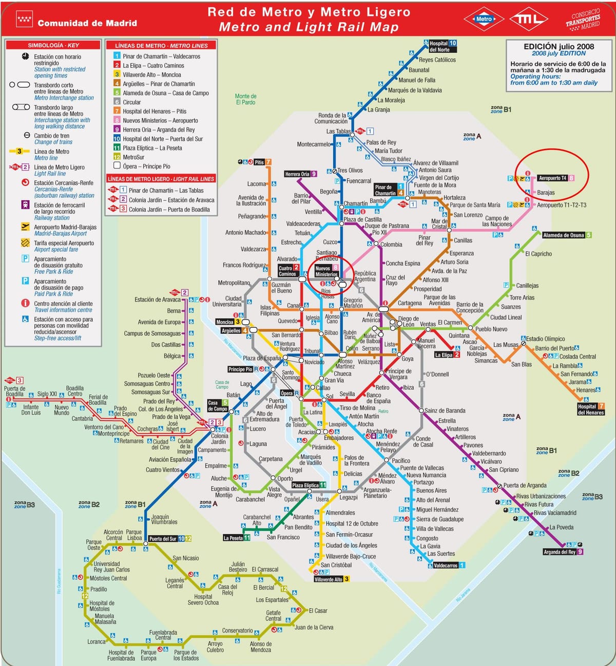 Madridi metro repülőtér térkép