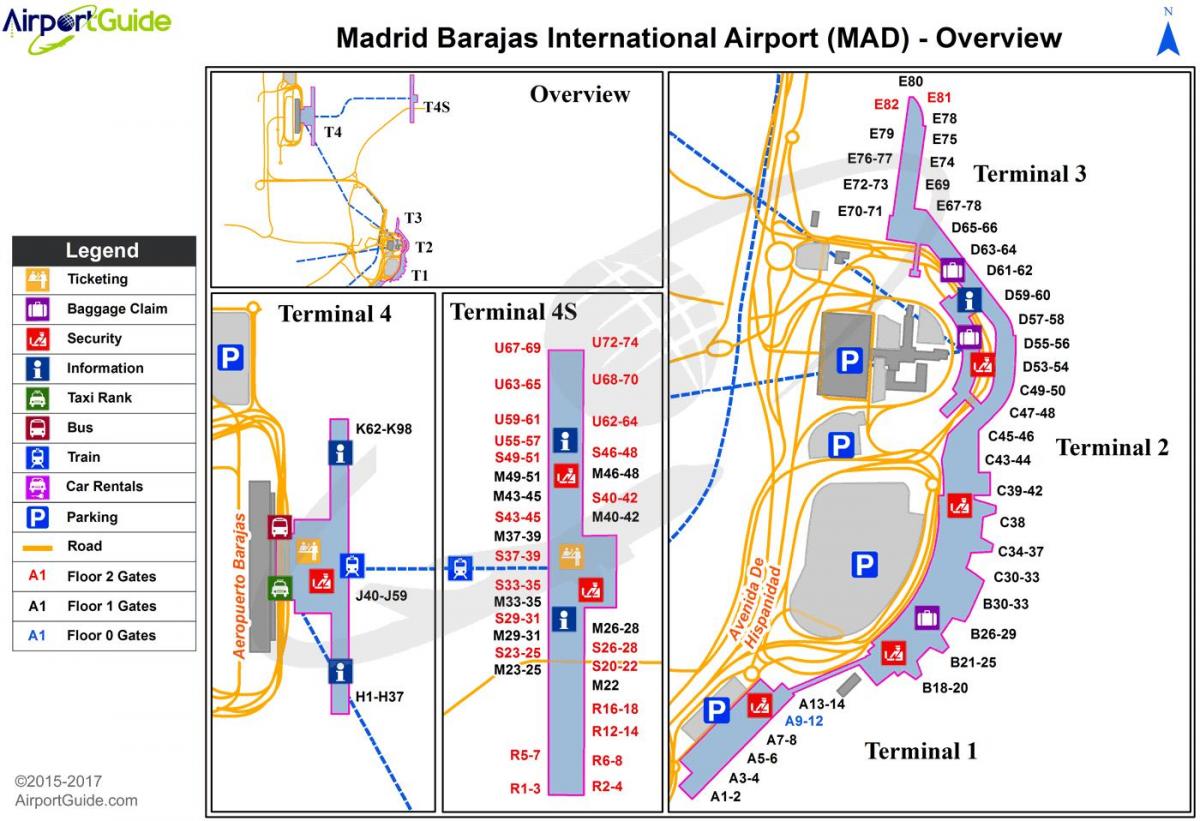 Madridi nemzetközi repülőtér térkép