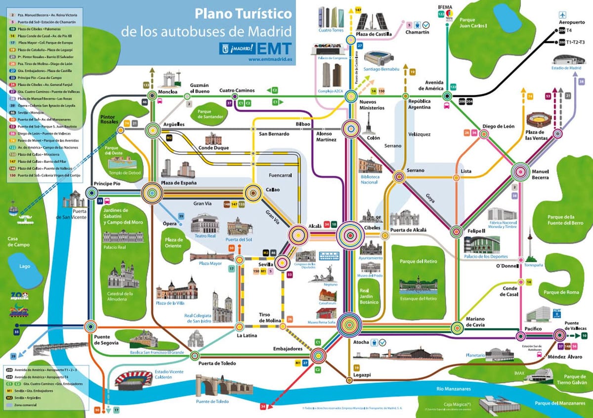 busz Madrid térkép