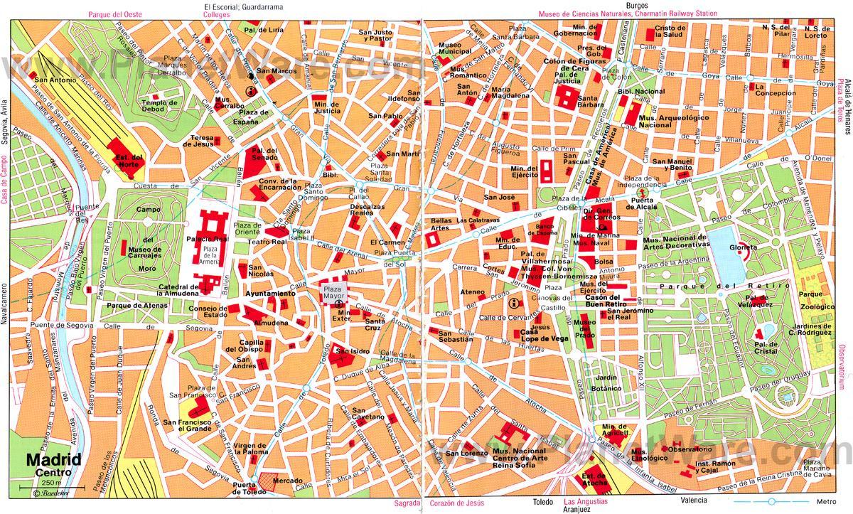 Madrid Spanyolország city center térkép