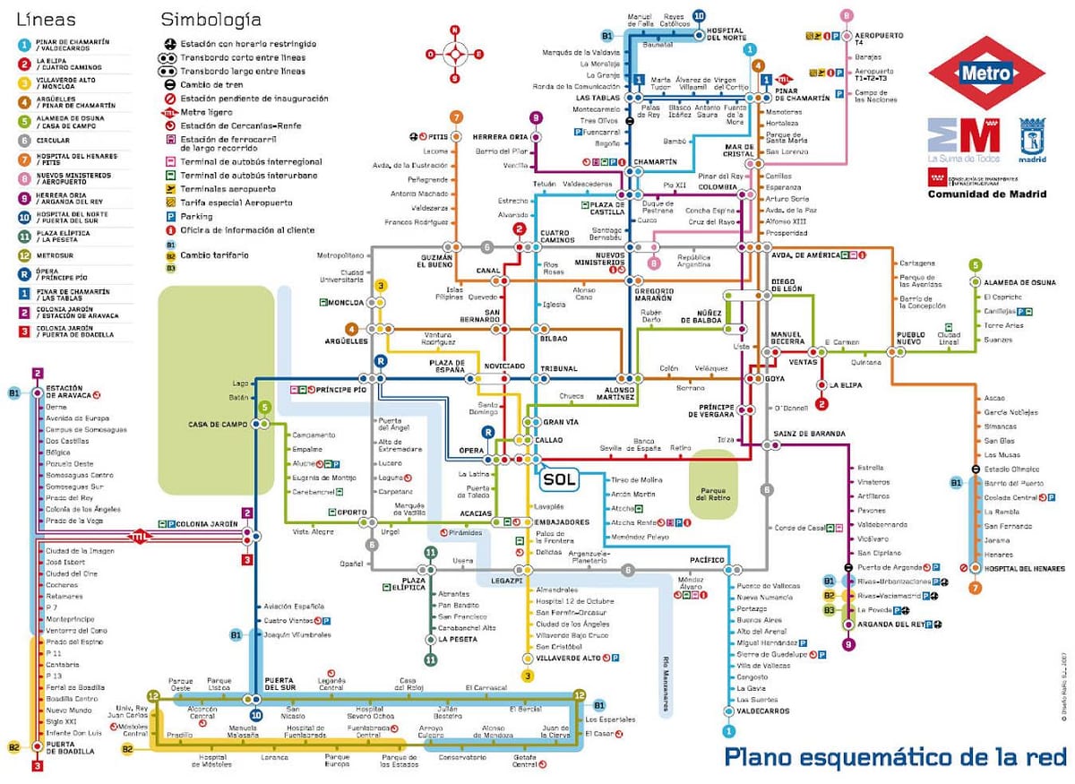 A madridi metró térkép