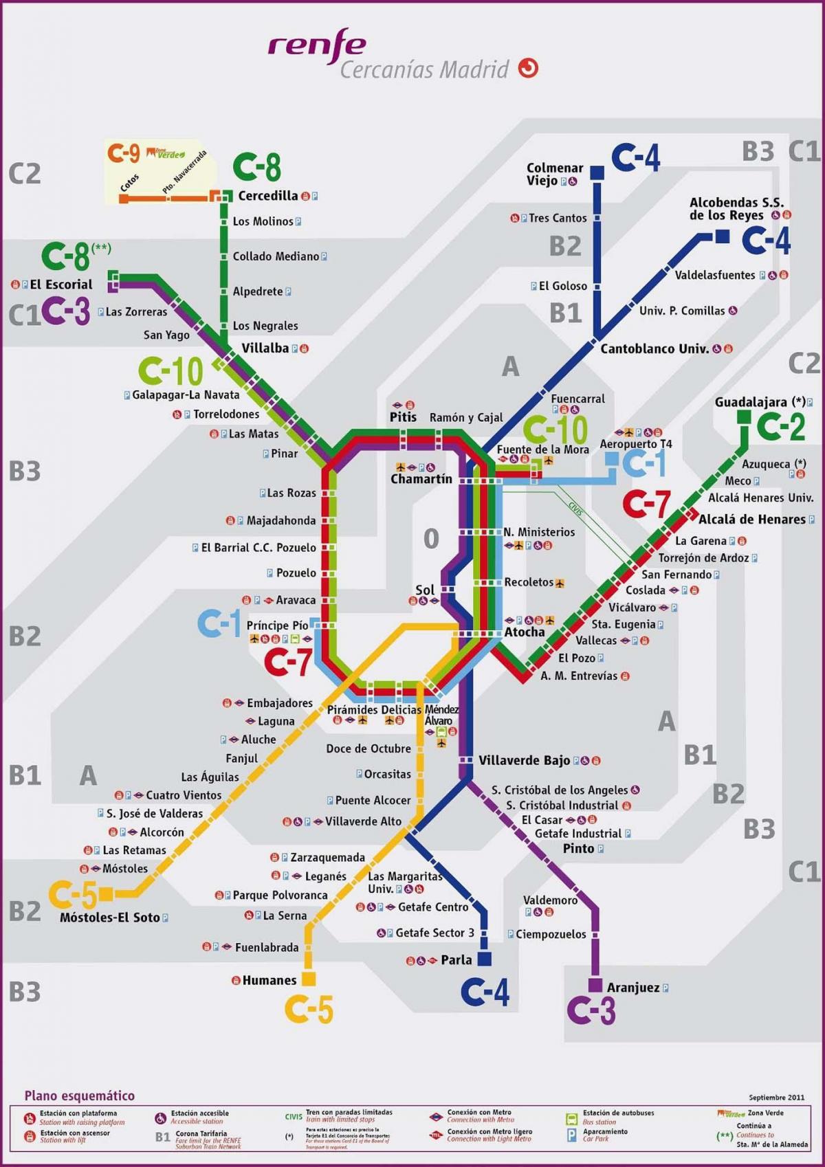 Madrid vasúti térkép
