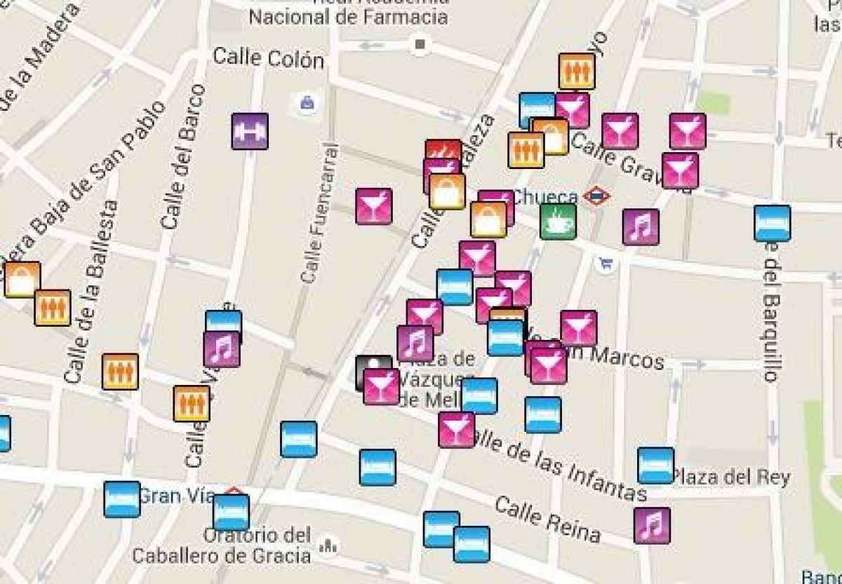 meleg terület, Madrid térkép