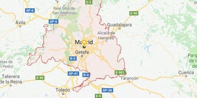 Térkép Madrid, majd a környező városok