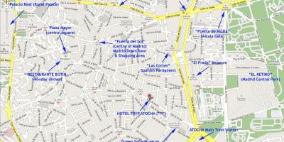 Térkép központi Madrid, Spanyolország